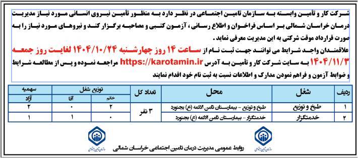 آگهی استخدام / جذب نیرو